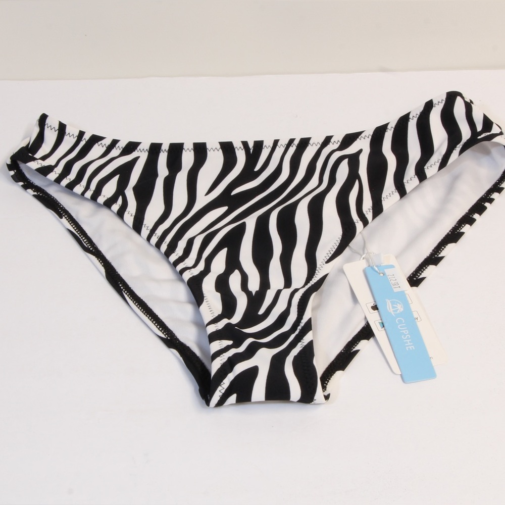 Cupshe Zebra Print Black White Swim Suit Bottom Size Small